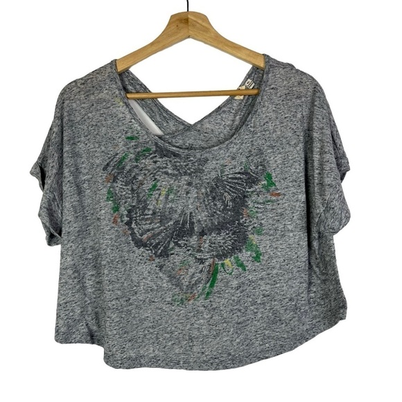 Mudd Heather Navy Faded Butterfly Cropped Y2K T-Shirt XL - Picture 1 of 2